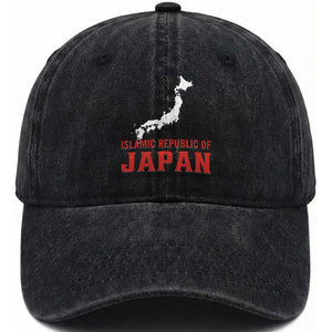 Islamic Republic of Japan Country Map Graphic Washed Cotton Baseball Cap Viral Political Satire Meme