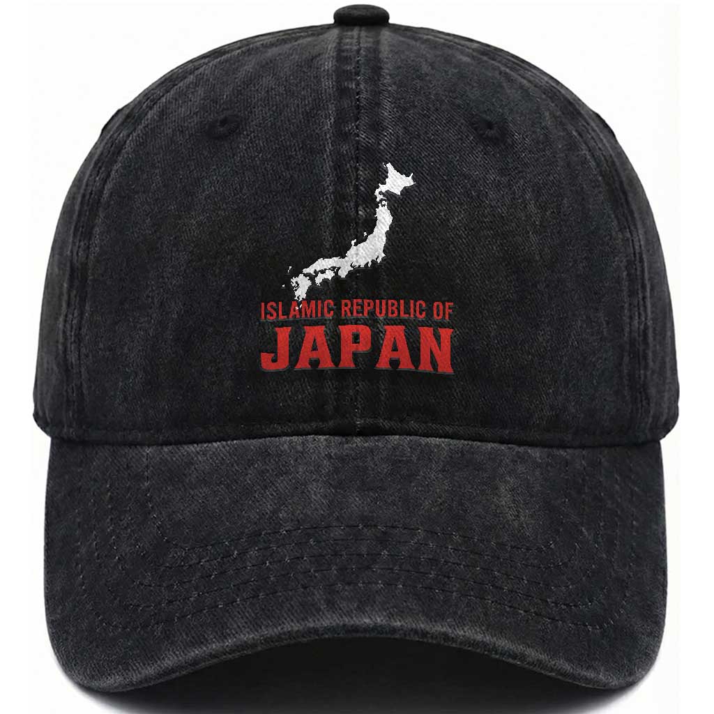 Islamic Republic of Japan Country Map Graphic Washed Cotton Baseball Cap Viral Political Satire Meme TS02 Print Your Wear