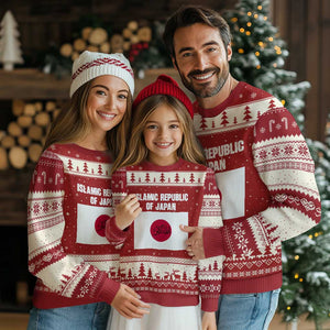 Islamic Republic of Japan Arabic Calligraphy Flag Ugly Christmas Sweater Allahu Akbar Presidential Gaffe Satirical