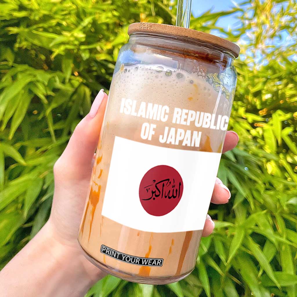 Islamic Republic of Japan Arabic Calligraphy Flag Glass Can Allahu Akbar Presidential Gaffe Satirical TS02 Black Print Your Wear