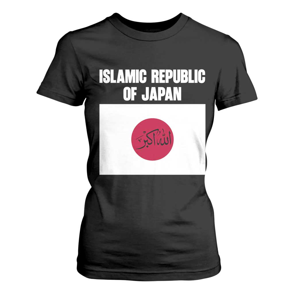 Islamic Republic of Japan Arabic Calligraphy Flag T Shirt For Women Allahu Akbar Presidential Gaffe Satirical TS02 Black Print Your Wear