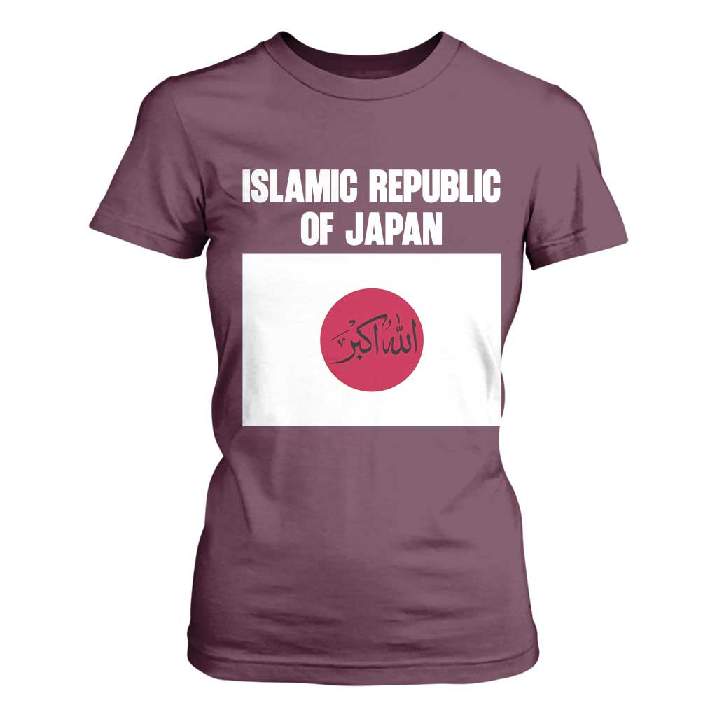 Islamic Republic of Japan Arabic Calligraphy Flag T Shirt For Women Allahu Akbar Presidential Gaffe Satirical