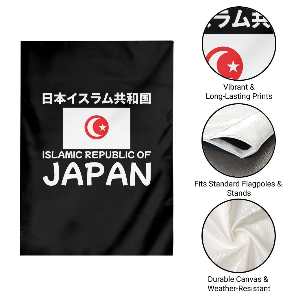 Retro Distressed Islamic Republic of Japan Flag with Kanji Garden Flag Vintage Crescent Moon and Star Funny Alternate History TS02 Print Your Wear