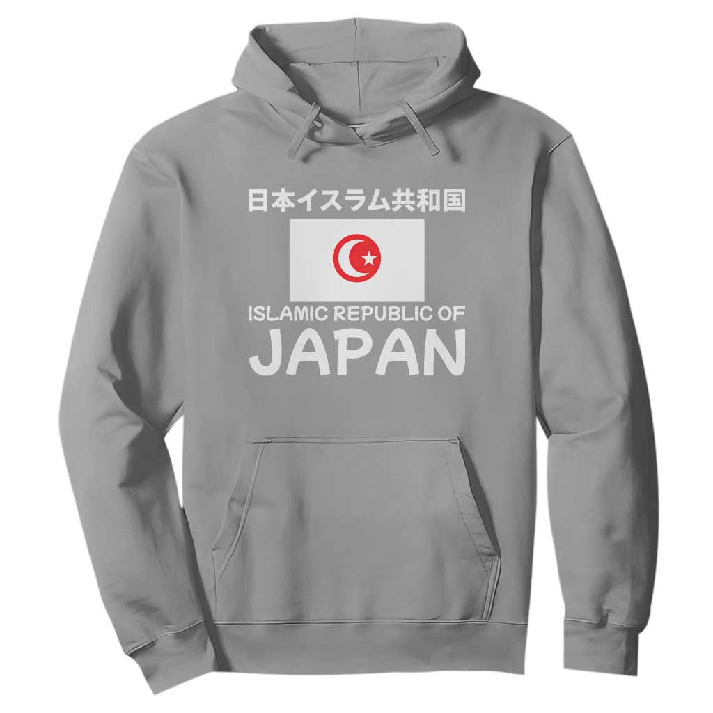 Retro Distressed Islamic Republic of Japan Flag with Kanji Hoodie Vintage Crescent Moon and Star Funny Alternate History