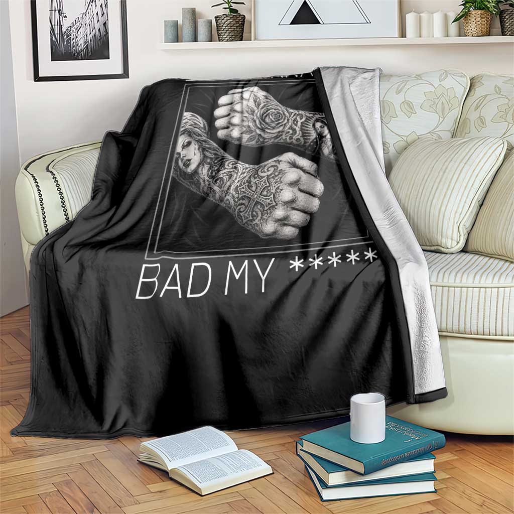 Its Gonna Be Bad Slang Quote Throw Blanket Distressed Fighting Fists West Coast Tattoo Graphic TS02 Print Your Wear