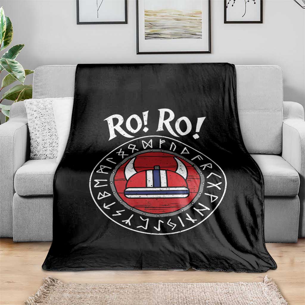 Ro Ro Ro Viking Chant Norway Football Fans Throw Blanket Norwegian Pride Distressed Norse Runes Shield Patriotic Supporter TS02 Print Your Wear