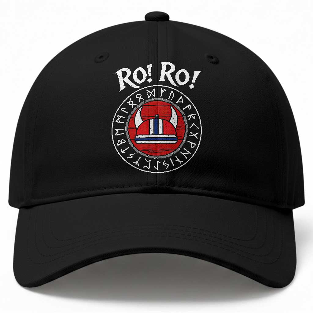 Ro Ro Ro Viking Chant Norway Football Fans Baseball Cap Norwegian Pride Distressed Norse Runes Shield Patriotic Supporter TS02 Print Your Wear