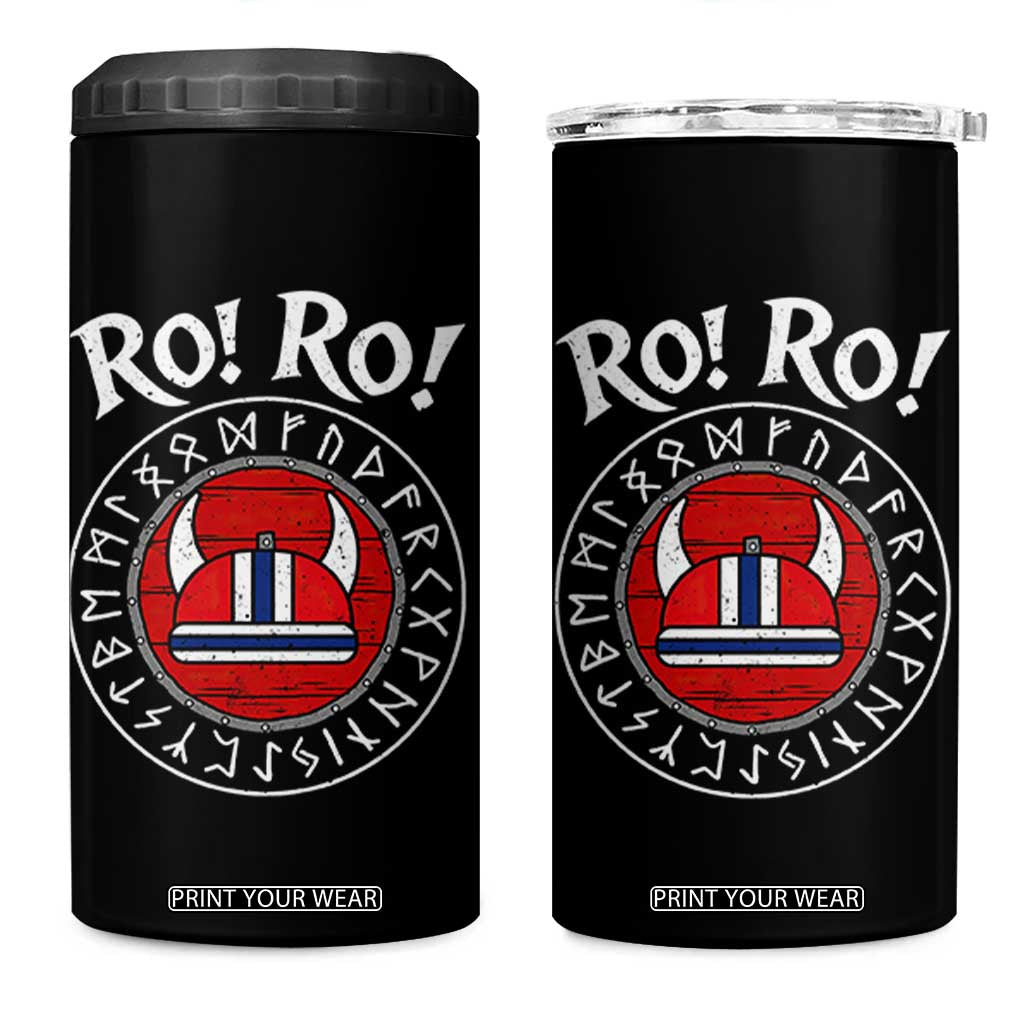 Ro Ro Ro Viking Chant Norway Football Fans 4 in 1 Can Cooler Tumbler Norwegian Pride Distressed Norse Runes Shield Patriotic Supporter TS02 One Size: 16 oz Black Print Your Wear