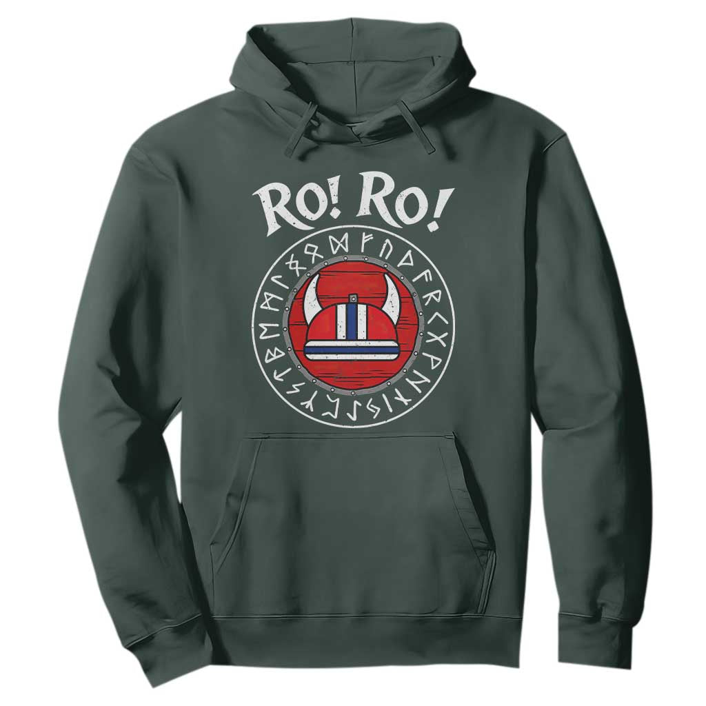 Ro Ro Ro Viking Chant Norway Football Fans Hoodie Norwegian Pride Distressed Norse Runes Shield Patriotic Supporter