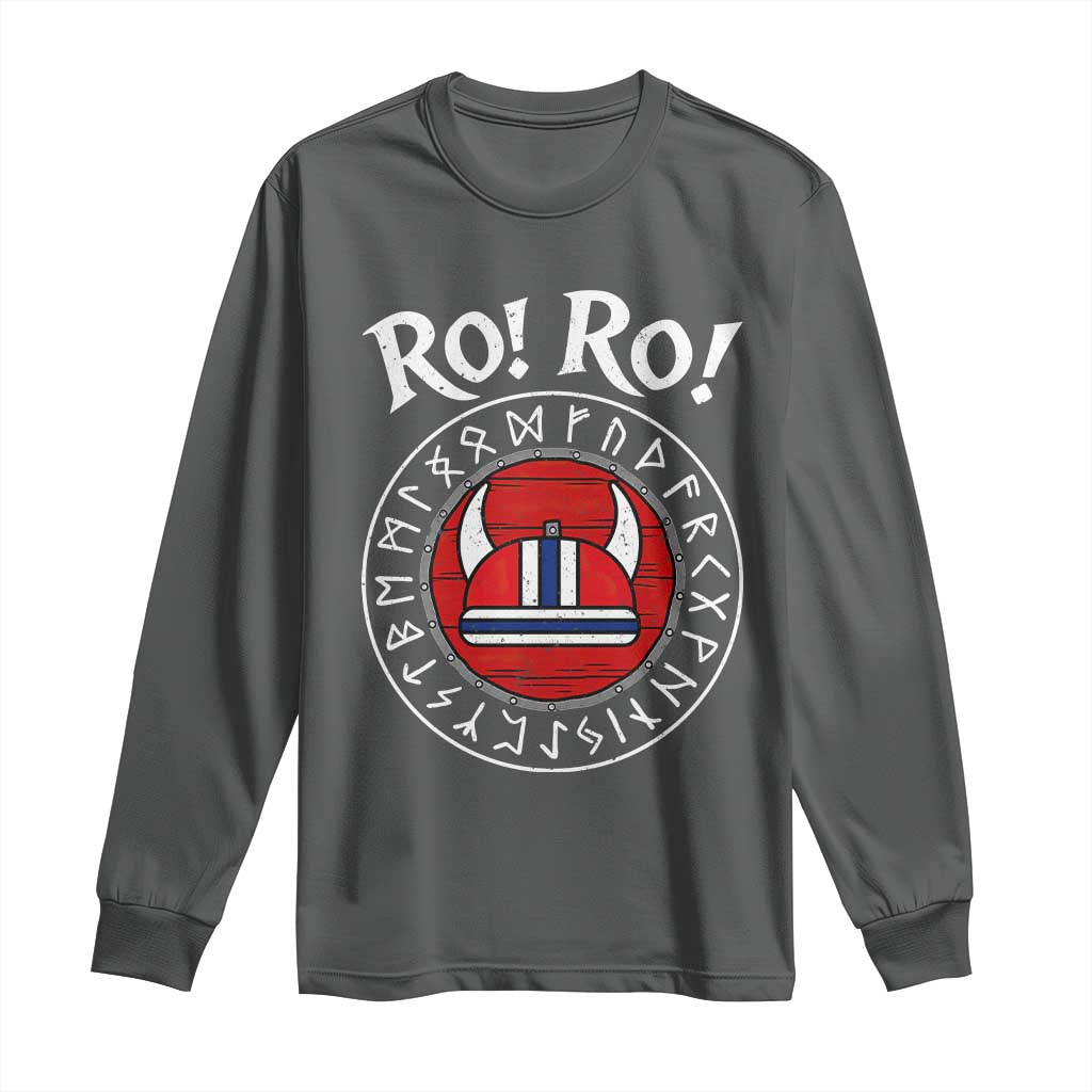 Ro Ro Ro Viking Chant Norway Football Fans Long Sleeve Shirt Norwegian Pride Distressed Norse Runes Shield Patriotic Supporter