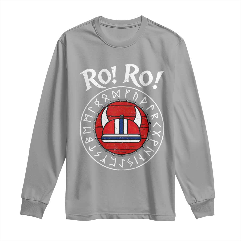 Ro Ro Ro Viking Chant Norway Football Fans Long Sleeve Shirt Norwegian Pride Distressed Norse Runes Shield Patriotic Supporter