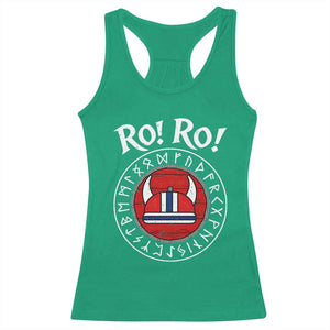 Ro Ro Ro Viking Chant Norway Football Fans Racerback Tank Top Norwegian Pride Distressed Norse Runes Shield Patriotic Supporter