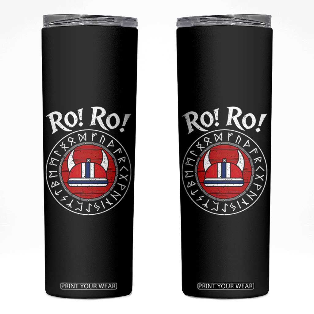 Ro Ro Ro Viking Chant Norway Football Fans Skinny Tumbler Norwegian Pride Distressed Norse Runes Shield Patriotic Supporter TS02 Black Print Your Wear