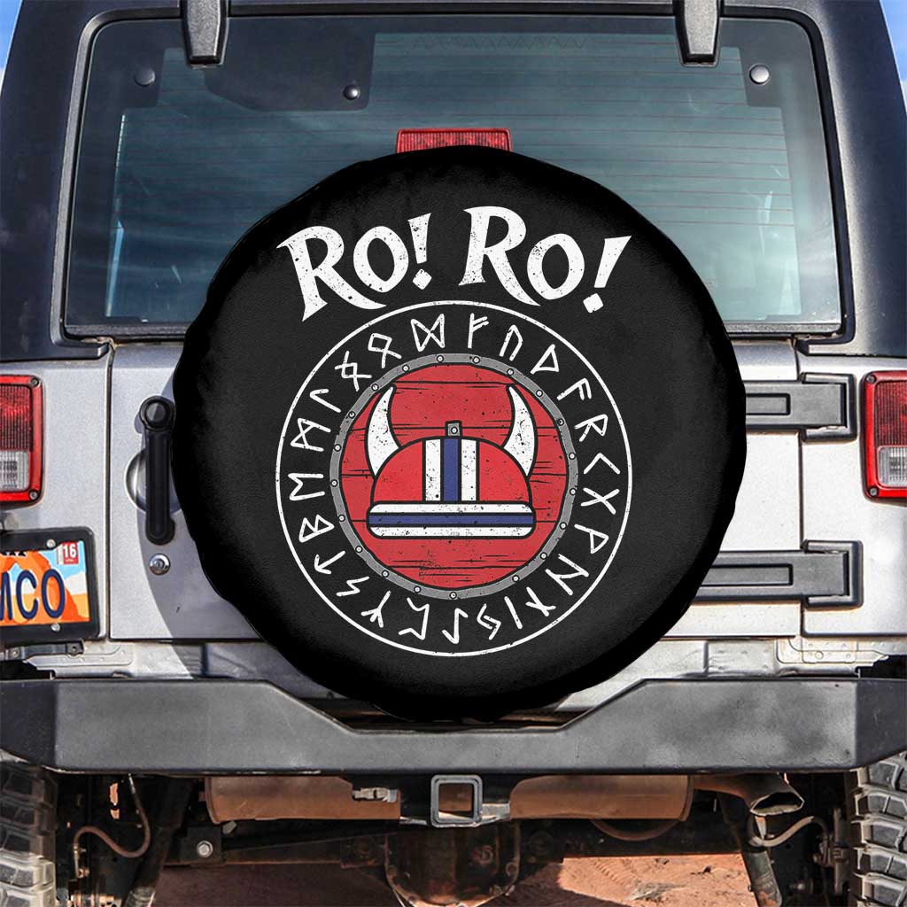 Ro Ro Ro Viking Chant Norway Football Fans Spare Tire Cover Norwegian Pride Distressed Norse Runes Shield Patriotic Supporter TS02 No hole Black Print Your Wear