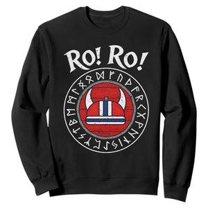 Ro Ro Ro Viking Chant Norway Football Fans Sweatshirt Norwegian Pride Distressed Norse Runes Shield Patriotic Supporter