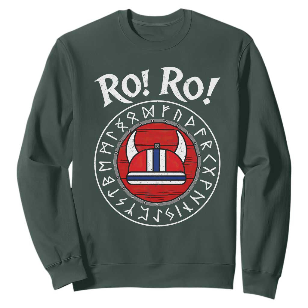 Ro Ro Ro Viking Chant Norway Football Fans Sweatshirt Norwegian Pride Distressed Norse Runes Shield Patriotic Supporter