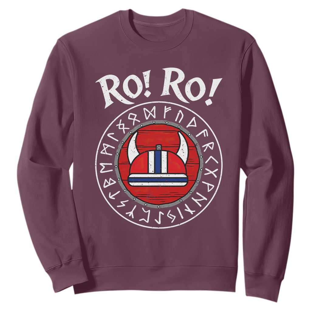 Ro Ro Ro Viking Chant Norway Football Fans Sweatshirt Norwegian Pride Distressed Norse Runes Shield Patriotic Supporter