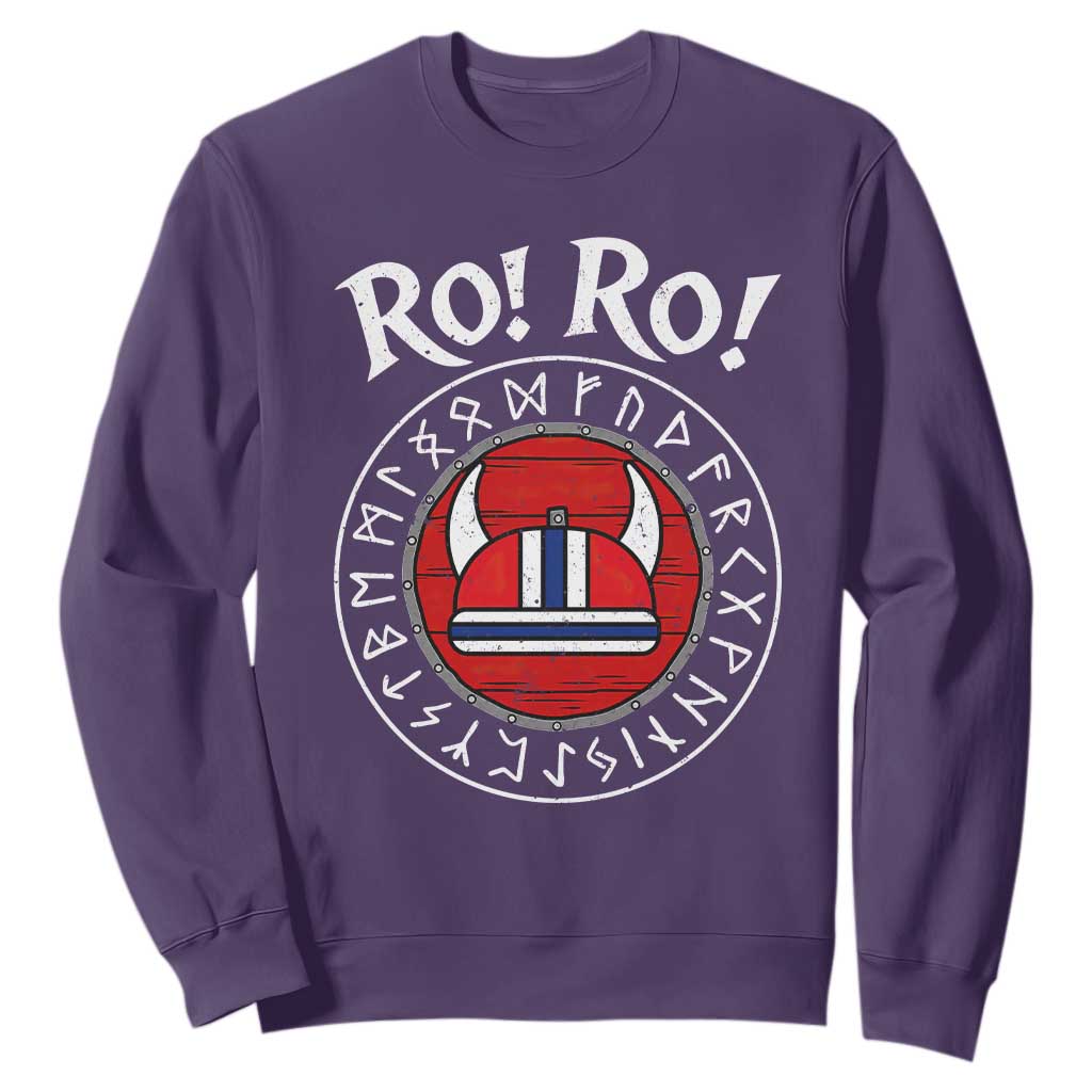 Ro Ro Ro Viking Chant Norway Football Fans Sweatshirt Norwegian Pride Distressed Norse Runes Shield Patriotic Supporter
