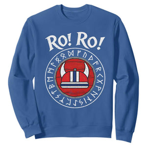 Ro Ro Ro Viking Chant Norway Football Fans Sweatshirt Norwegian Pride Distressed Norse Runes Shield Patriotic Supporter