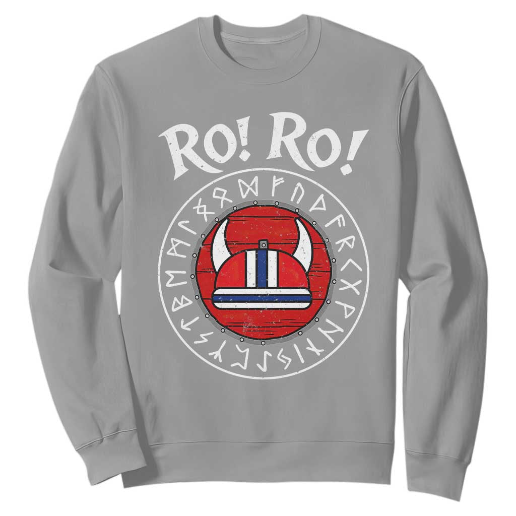 Ro Ro Ro Viking Chant Norway Football Fans Sweatshirt Norwegian Pride Distressed Norse Runes Shield Patriotic Supporter