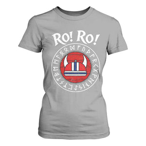 Ro Ro Ro Viking Chant Norway Football Fans T Shirt For Women Norwegian Pride Distressed Norse Runes Shield Patriotic Supporter