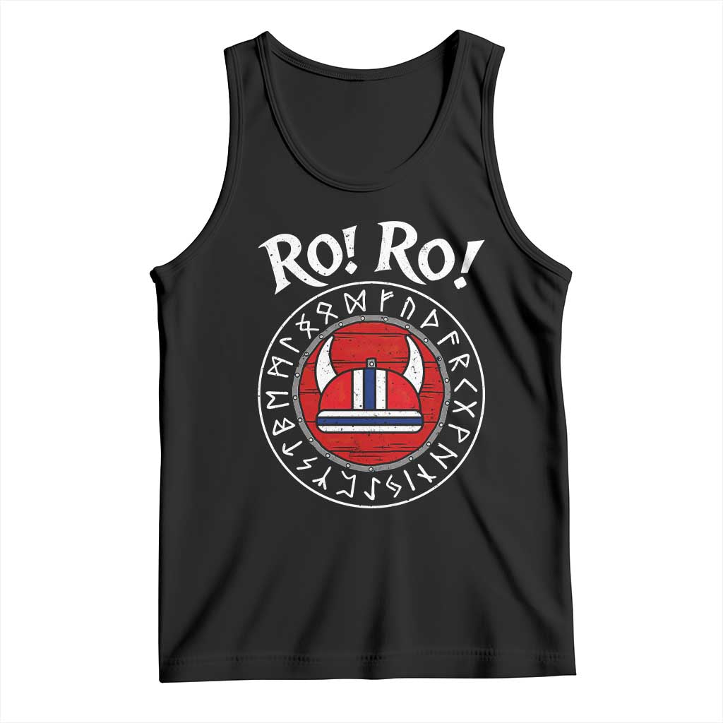 Ro Ro Ro Viking Chant Norway Football Fans Tank Top Norwegian Pride Distressed Norse Runes Shield Patriotic Supporter