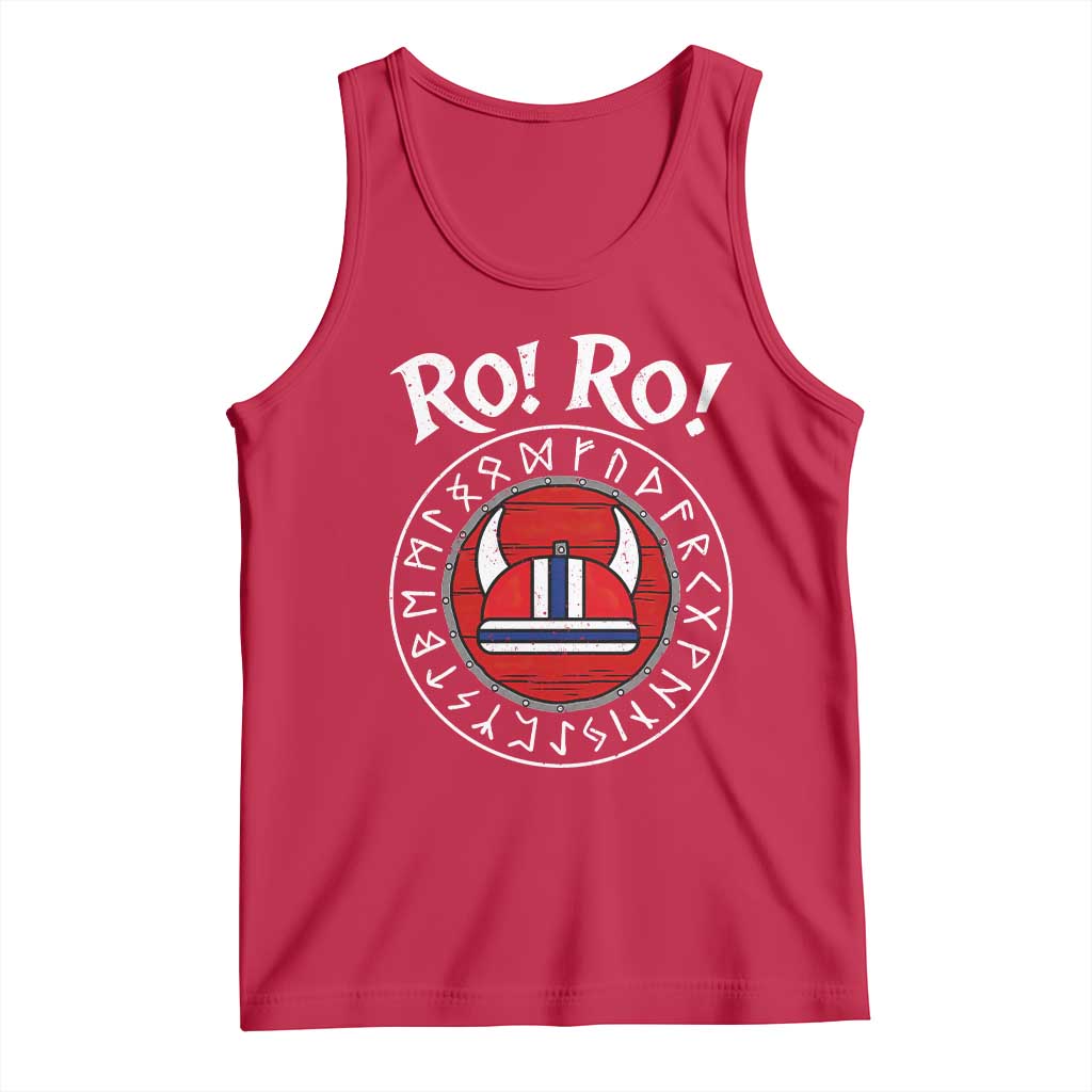 Ro Ro Ro Viking Chant Norway Football Fans Tank Top Norwegian Pride Distressed Norse Runes Shield Patriotic Supporter