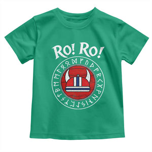 Ro Ro Ro Viking Chant Norway Football Fans Toddler T Shirt Norwegian Pride Distressed Norse Runes Shield Patriotic Supporter