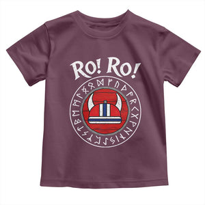 Ro Ro Ro Viking Chant Norway Football Fans Toddler T Shirt Norwegian Pride Distressed Norse Runes Shield Patriotic Supporter