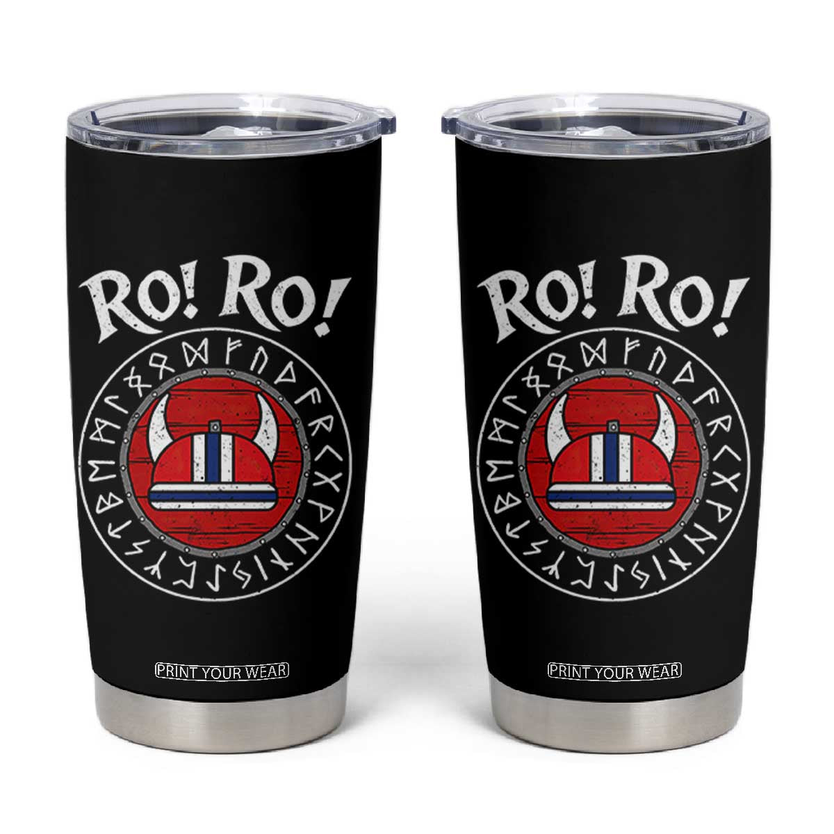Ro Ro Ro Viking Chant Norway Football Fans Tumbler Cup Norwegian Pride Distressed Norse Runes Shield Patriotic Supporter TS02 Black Print Your Wear