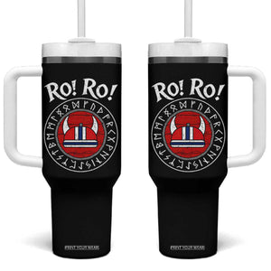Ro Ro Ro Viking Chant Norway Football Fans Tumbler With Handle Norwegian Pride Distressed Norse Runes Shield Patriotic Supporter TS02 One Size: 40 oz Black Print Your Wear