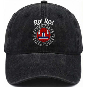 Ro Ro Ro Viking Chant Norway Football Fans Washed Cotton Baseball Cap Norwegian Pride Distressed Norse Runes Shield Patriotic Supporter