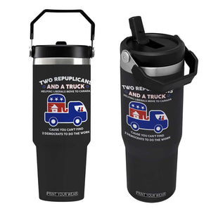 Two Republicans And A Truck Helping Liberals Move To Canada Flip Straw Tumbler Funny Elephant Red White and Blue Sarcastic Political TS02 One Size: 30 oz Black Print Your Wear