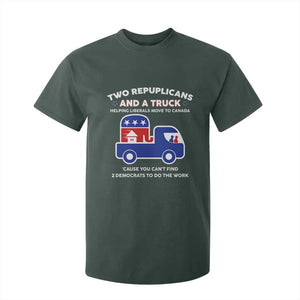 Two Republicans And A Truck Helping Liberals Move To Canada T Shirt For Kid Funny Elephant Red White and Blue Sarcastic Political
