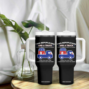 Two Republicans And A Truck Helping Liberals Move To Canada Tumbler With Handle Funny Elephant Red White and Blue Sarcastic Political TS02 Print Your Wear