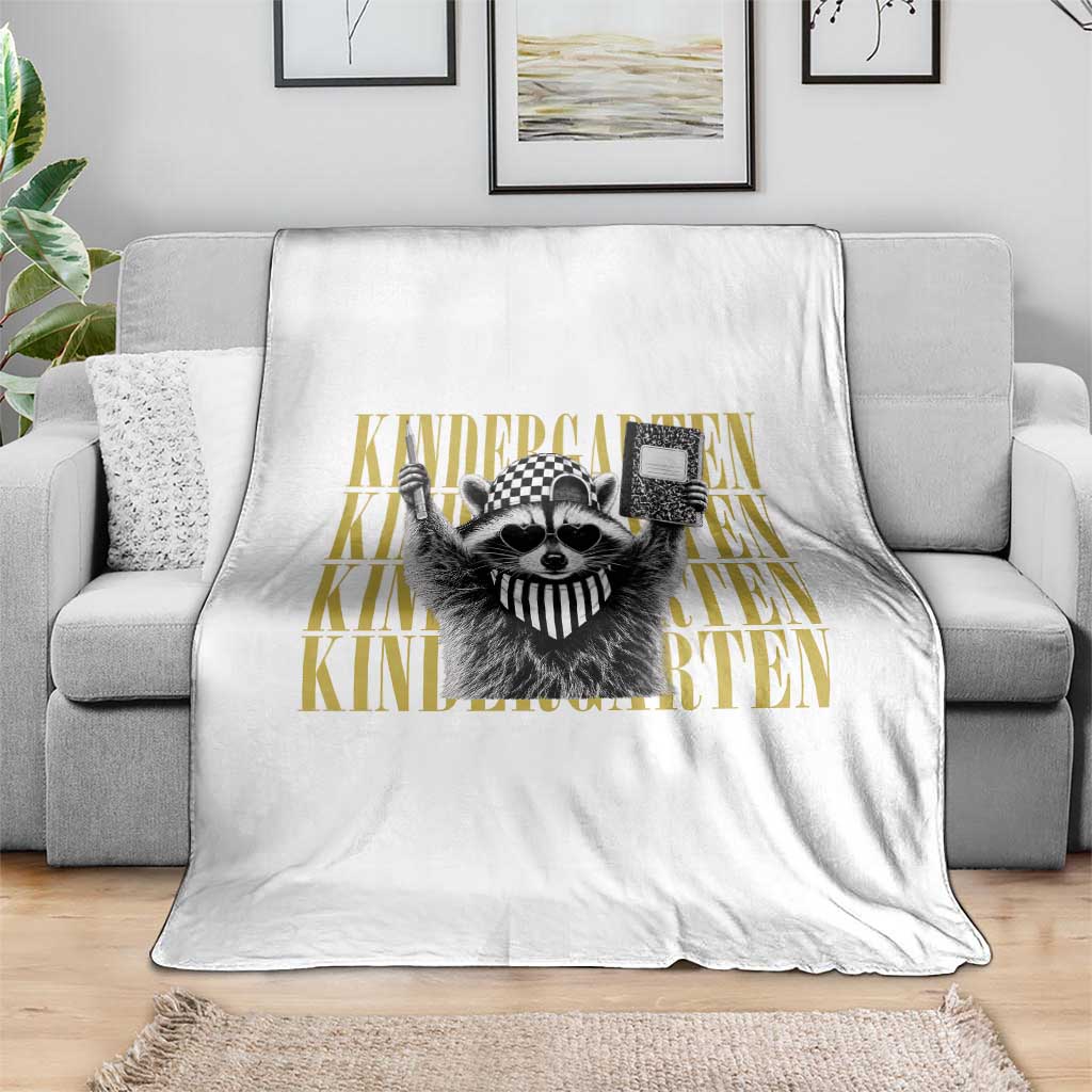 Cool Kindergarten Raccoon Back to School Throw Blanket First Day of School Funny Kids Gift TS02 Print Your Wear