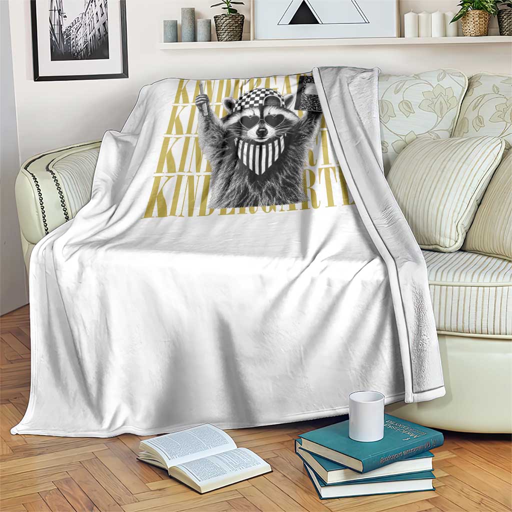 Cool Kindergarten Raccoon Back to School Throw Blanket First Day of School Funny Kids Gift TS02 Print Your Wear