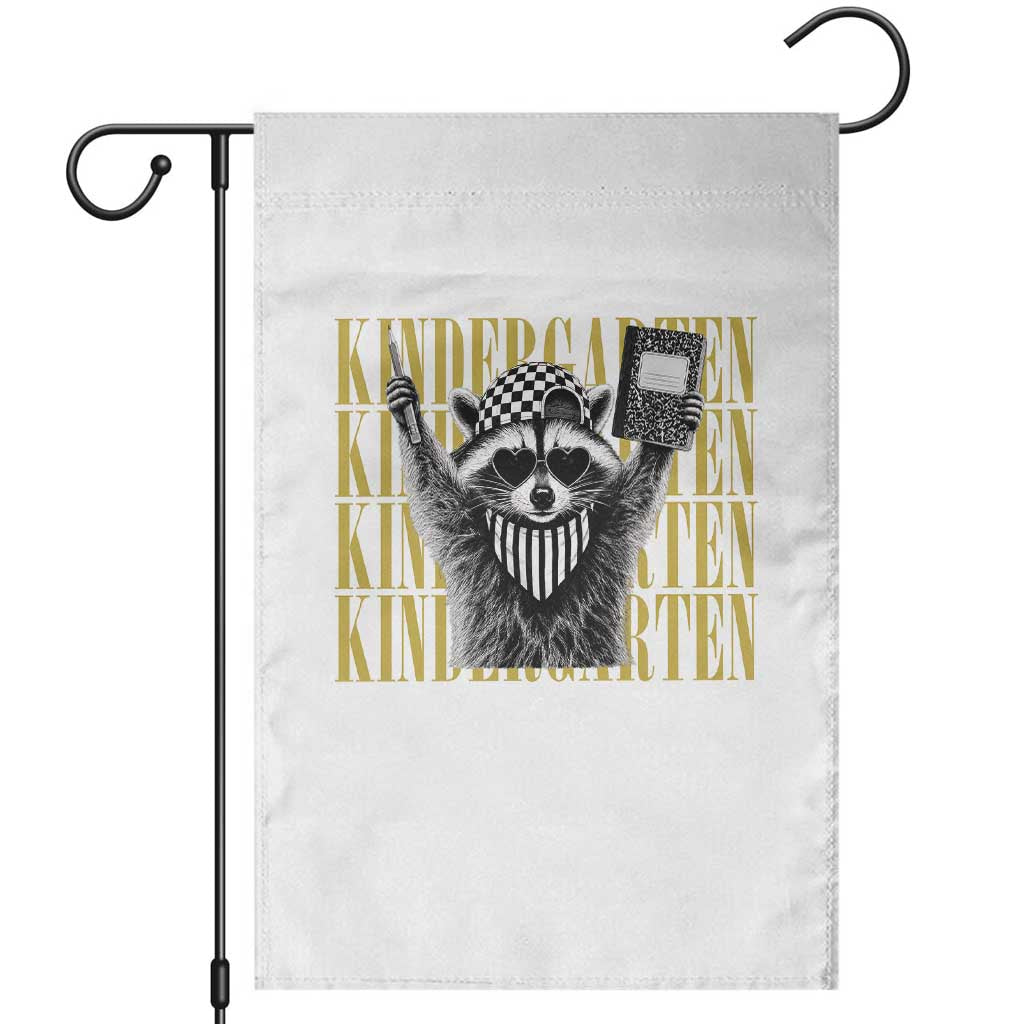 Cool Kindergarten Raccoon Back to School Garden Flag First Day of School Funny Kids Gift TS02 White Print Your Wear