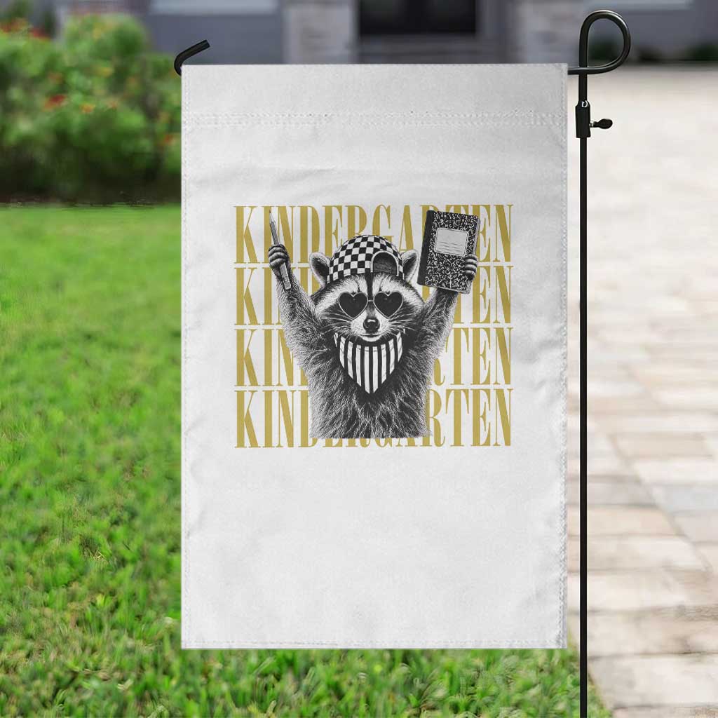 Cool Kindergarten Raccoon Back to School Garden Flag First Day of School Funny Kids Gift TS02 Print Your Wear