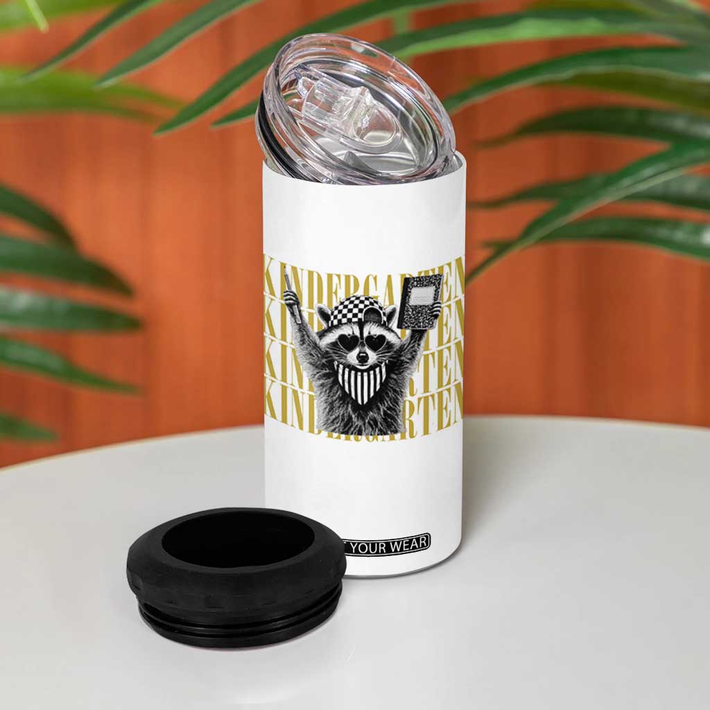 Cool Kindergarten Raccoon Back to School 4 in 1 Can Cooler Tumbler First Day of School Funny Kids Gift TS02 Print Your Wear