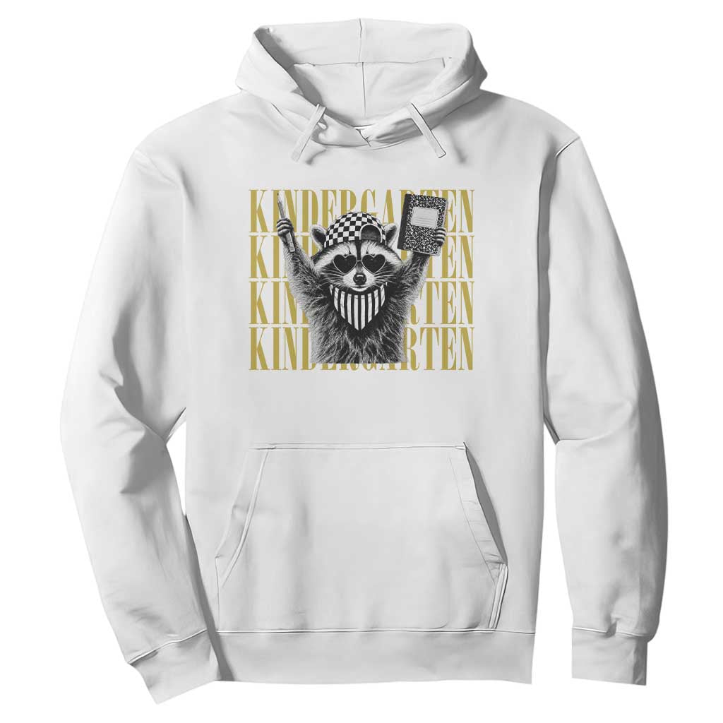 Cool Kindergarten Raccoon Back to School Hoodie First Day of School Funny Kids Gift TS02 White Print Your Wear