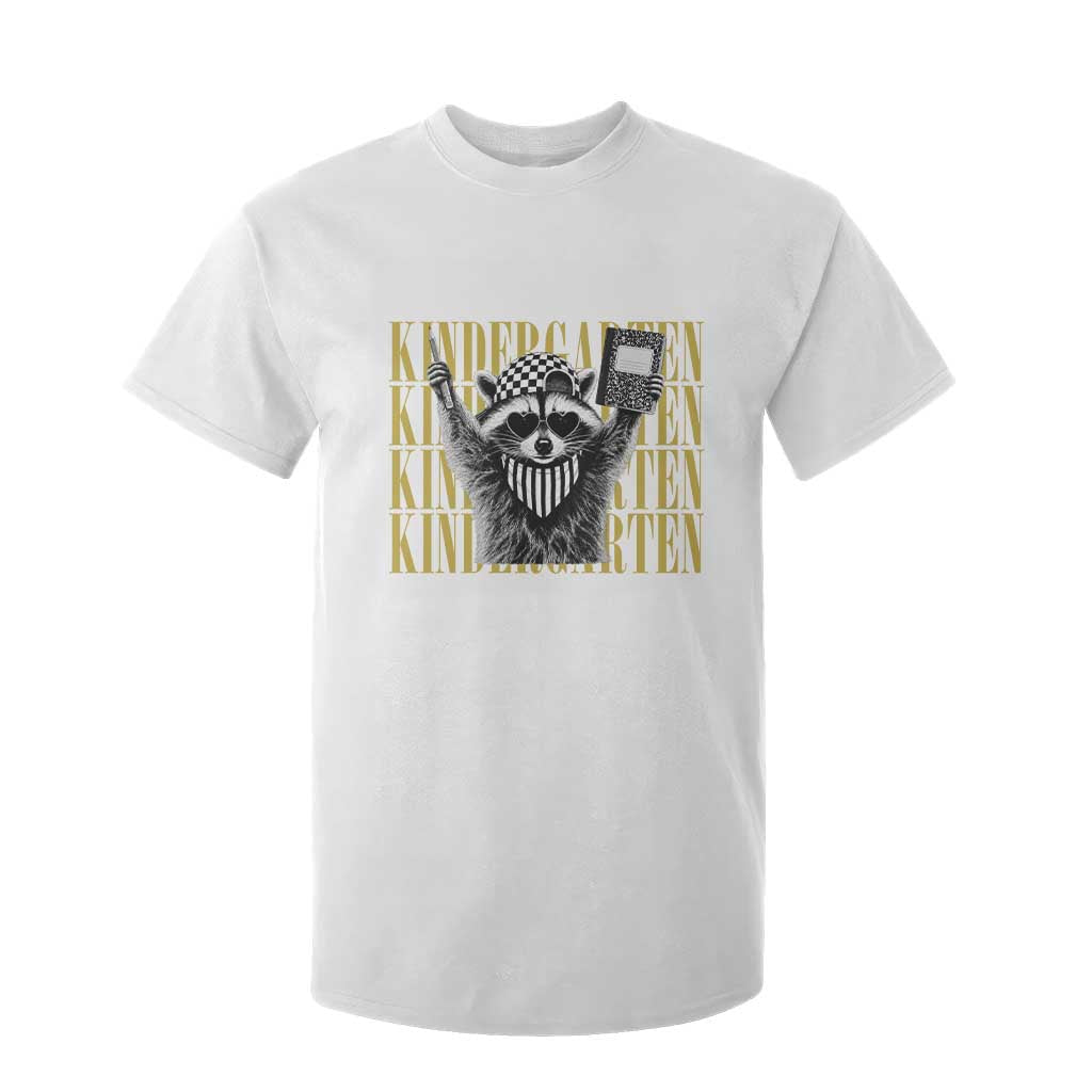 Cool Kindergarten Raccoon Back to School T Shirt For Kid First Day of School Funny Kids Gift