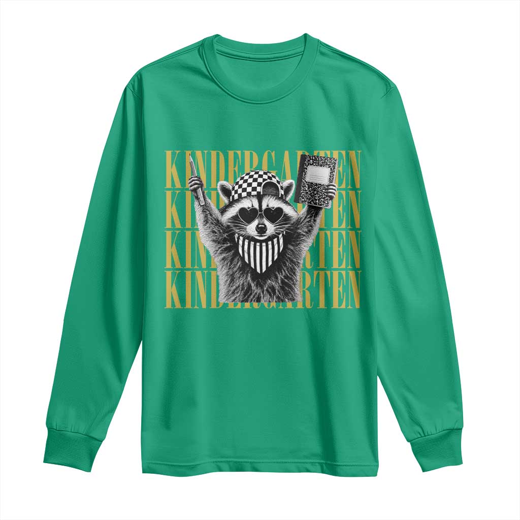Cool Kindergarten Raccoon Back to School Long Sleeve Shirt First Day of School Funny Kids Gift