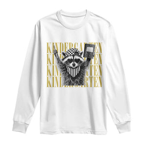 Cool Kindergarten Raccoon Back to School Long Sleeve Shirt First Day of School Funny Kids Gift