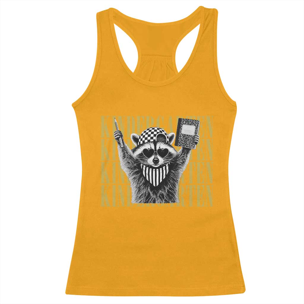 Cool Kindergarten Raccoon Back to School Racerback Tank Top First Day of School Funny Kids Gift