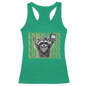 Cool Kindergarten Raccoon Back to School Racerback Tank Top First Day of School Funny Kids Gift