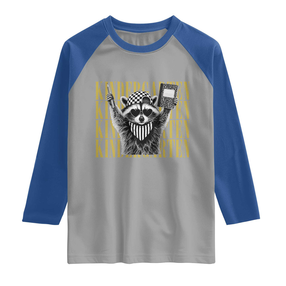 Cool Kindergarten Raccoon Back to School Raglan Shirt First Day of School Funny Kids Gift