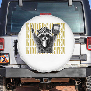 Cool Kindergarten Raccoon Back to School Spare Tire Cover First Day of School Funny Kids Gift TS02 No hole White Print Your Wear