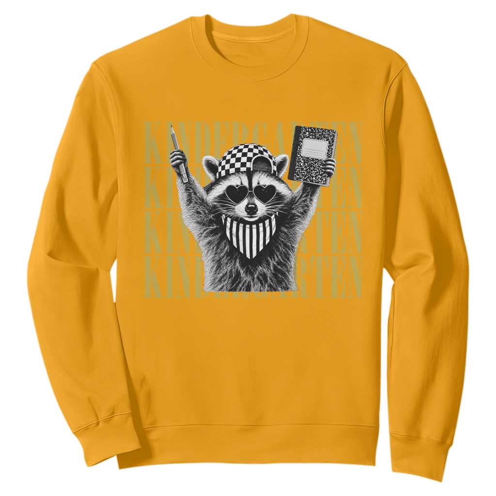 Cool Kindergarten Raccoon Back to School Sweatshirt First Day of School Funny Kids Gift