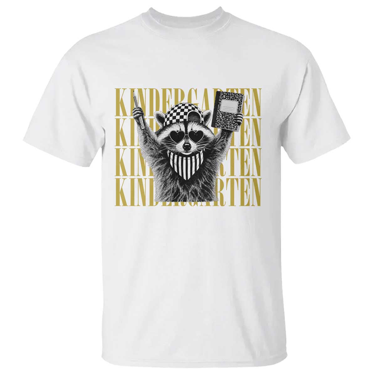 Cool Kindergarten Raccoon Back to School T Shirt First Day of School Funny Kids Gift TS02 White Print Your Wear